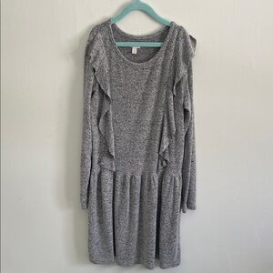 Gymboree Heathered Grey Ruffled Kids Dress Size 10/12